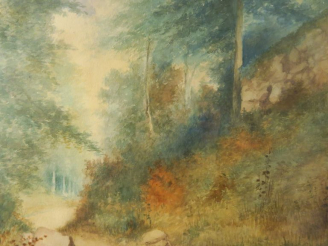 Vente aux enchères P. D'HORTEUILLE  "Paysage" Aquarelle.  Signée en bas à gauche.  63,5 x