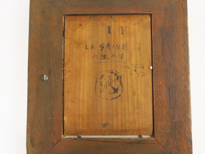 J. TOTH. "La Seine à Meulan". Huile sur panneau, signée en bas à gauch