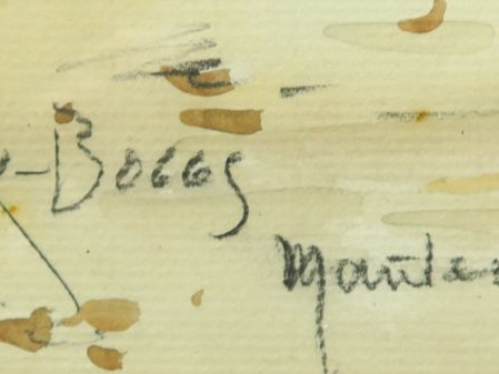 Franck BOGGS  "Le port de Nantes" Dessin aquarellé. Signé en bas à gau