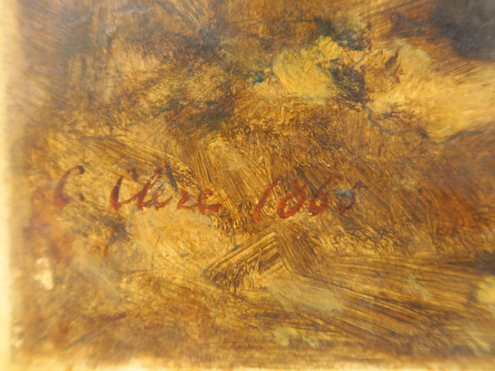 Camille CLERE "Domenica" Huile sur panneau.  Signée en bas à gauche et