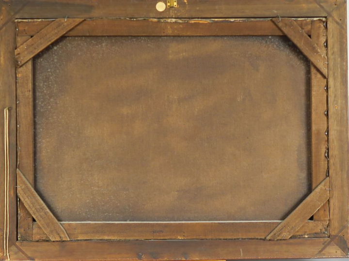 Ecole du Nord XIXème "Bouquet de fleurs sur un entablement" Huile sur 