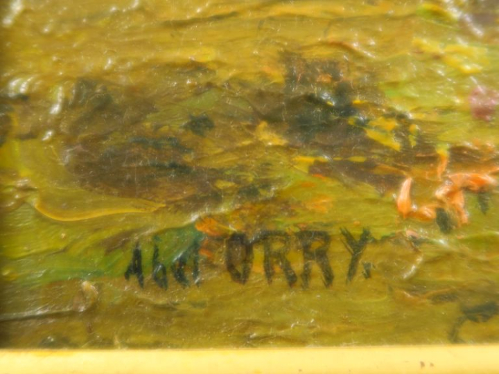 Abel ORRY "Paysage" Huile sur panneau.  Signée en bas à gauche.  Dans 