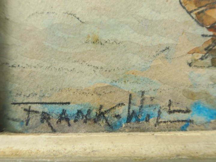 Frank WILL  "Bord de Seine à Paris" Dessin aquarellé.  Signé en bas à 