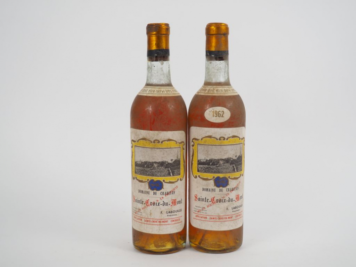 2 BOUTEILLES DOMAINE DE CRABITAN STE CROIX DU MONT - 1962 - BG/1 PRESU