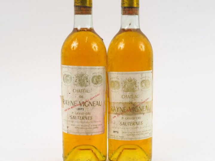 2 BOUTEILLES CHÂTEAU RAYNE VIGNEAU 1er CC SAUTERNES - 1971 - BG/ES/E S