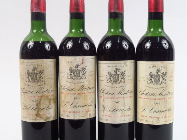 4 BOUTEILLES CHÂTEAU MONTROSE GCC ST ESTEPHE - 1962 - 3 MEP/1 MEP-BEP/