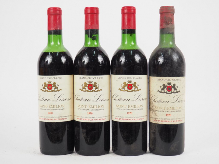 4 BOUTEILLES CHÂTEAU LAROZE GCC ST EMILION - 1970 - 1 LB/1 HEP/2 MEP/B