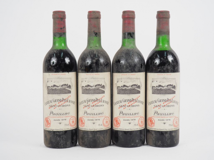 4 BOUTEILLES CHÂTEAU GRAND PUY LACOSTE GCC PAUILLAC - 1976 - LB-HEP/BS