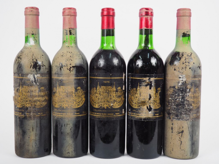 5 BOUTEILLES CHÂTEAU PALMER GCC MARGAUX - 1976 - 3 BG/1 LB/1 HEP/3 EA