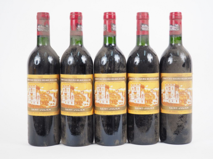 5 BOUTEILLES CHÂTEAU DUCRU BEAUCAILLOU GCC ST JULIEN - 1985 - BG/BLS