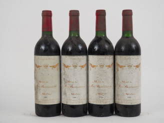 Vente aux enchères 4 BOUTEILLES BARON PHILIPPE MISE DE LA BARONNIE MEDOC - 1988 - BG/BS