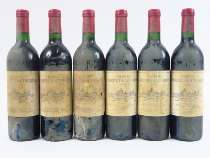 6 BOUTEILLES CHÂTEAU LARRIVET HAUT BRION GRAVES - 1988 - ES/3 BG