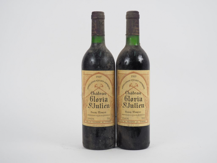 2 BOUTEILLES CHÂTEAU GLORIA ST JULIEN - 1989 - BG/BS