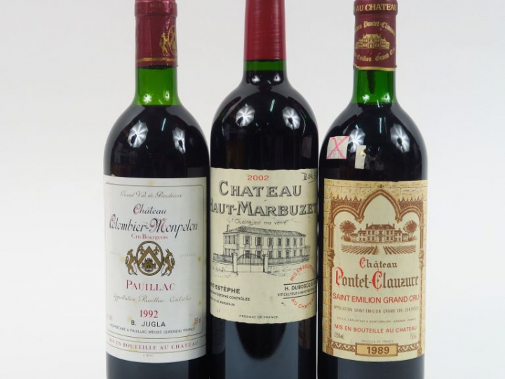 3 BOUTEILLES : 1 CHÂTEAU HAUT MARBUZET ST ESTEPHE 2002 - 1 CHÂTEAU PON