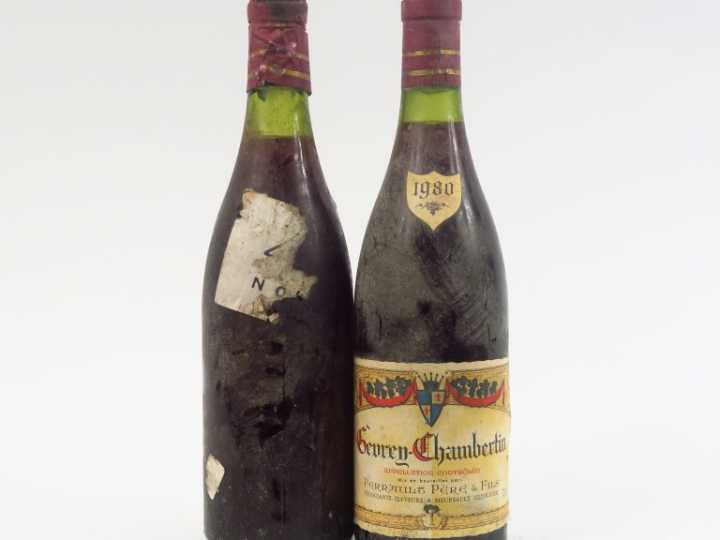 2 BOUTEILLES GEVREY CHAMBERTIN PERRAULT PÈRE   FILS - 1980 - 2 CM/2,5 