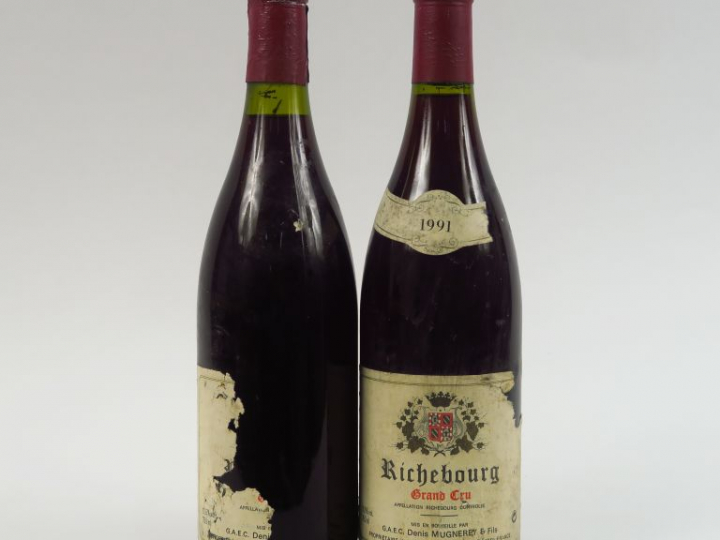2 BOUTEILLES RICHEBOURG GC D. MUGNERET - 1991 - 1 SE/BOUCHON ESTAMPE/1