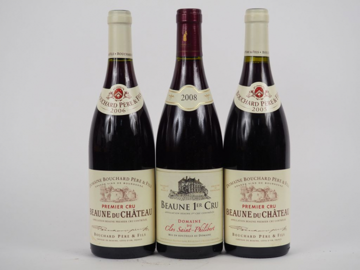3 BOUTEILLES BEAUNE 1er CRU : 2 BOUCHARD PÈRE   FILS 2005/2006 - 1 CLO