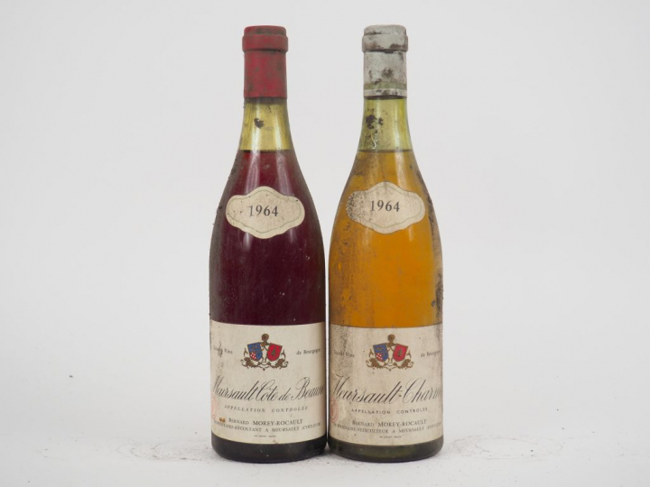 2 BOUTEILLES MEURSAULT B. MOREY 1964 : 1 CHARMES 3 CM - 1 CÔTES DE BEA