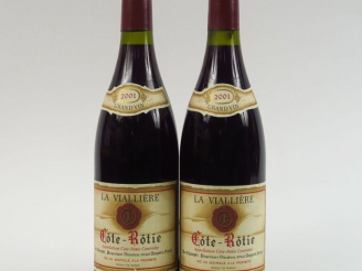 Vente aux enchères 2 BOUTEILLES CÔTE ROTIE 'LA VIALLIERE' CHAMPET - 2001 - 1,5 CM