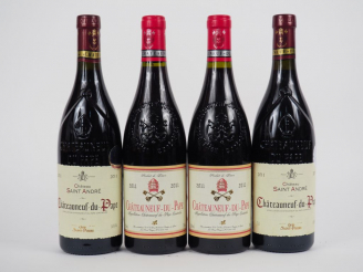 Vente aux enchères 4 BOUTEILLES CHATEAUNEUF DU PAPE 2011 : 2 CLERGET - 2 CHÂTEAU ST ANDRE