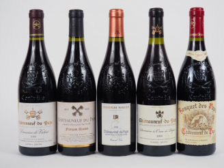 Vente aux enchères 5 BOUTEILLES CHATEAUNEUF DU PAPE : 1 'DOMAINE DE VALORI' G. MEFFRE 200