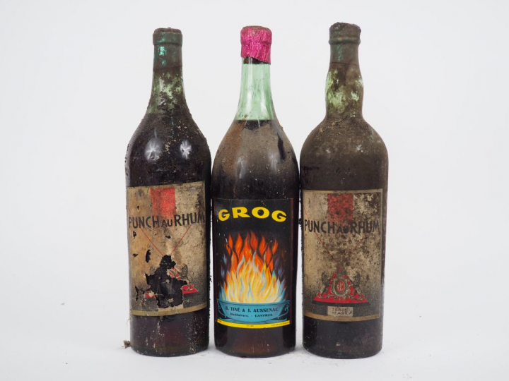 3 VIEILLES BOUTEILLES : 1 GROG - 2 PUNCH AU RHUM