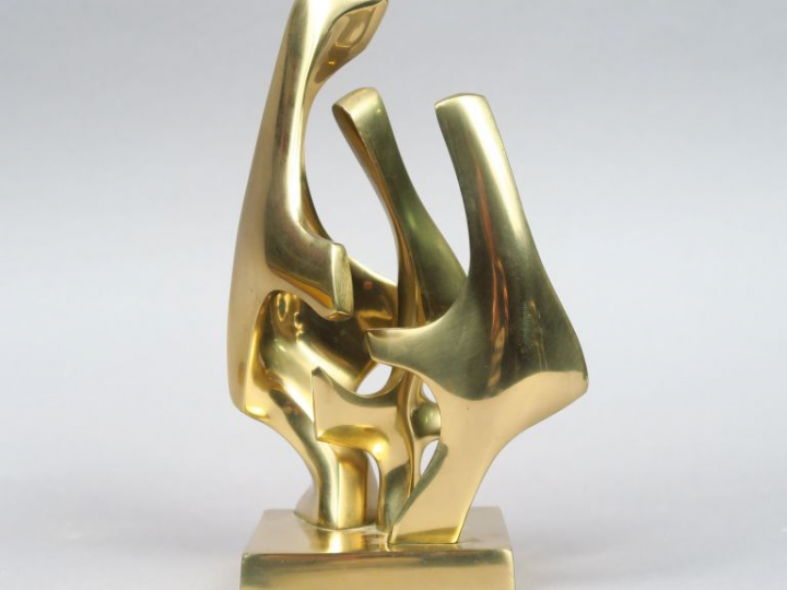 F. BROUARD. "Composition abstraite". Sculpture en bronze, signée et nu