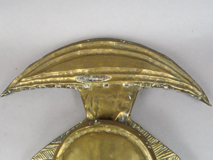 Figure de reliquaire Kota, Sud Gabon, Congo. Bois dur à patine brune, 