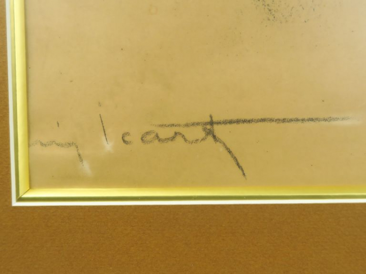 L. ICART. "Elégante au masque".  Dessin, signé en bas à gauche. Dim. :