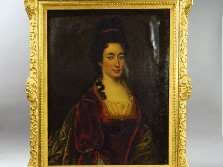 Ecole française XVIIIe. "Portrait d'Anne Marie de Roquette".  Huile su