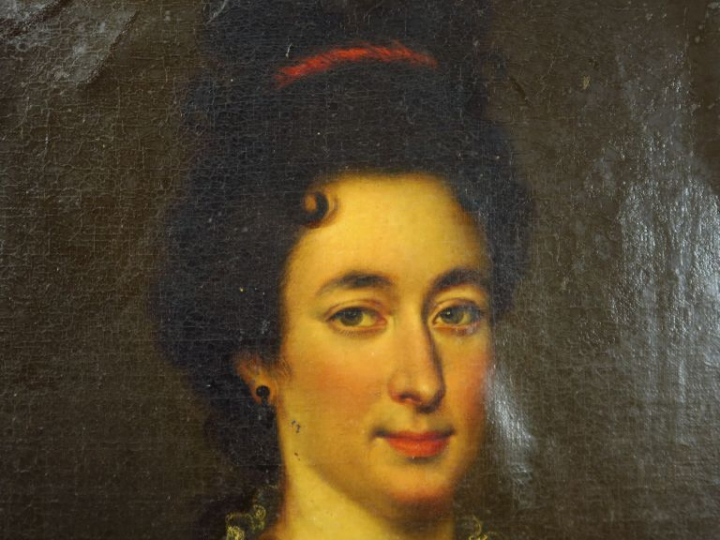 Ecole française XVIIIe. "Portrait d'Anne Marie de Roquette".  Huile su