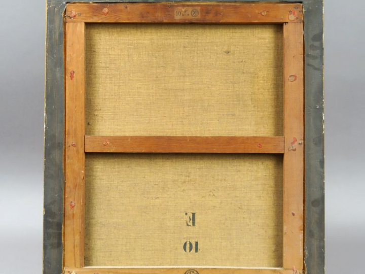 F. BARCOUDA. "Portrait d'homme à la moustache".  Huile sur toile, sign