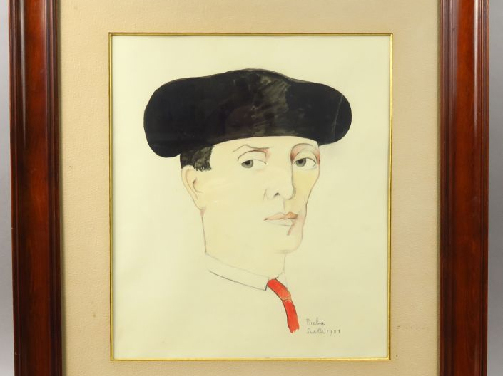 F. PICABIA. "Toréador". Aquarelle, encre et crayon sur papier, signée 