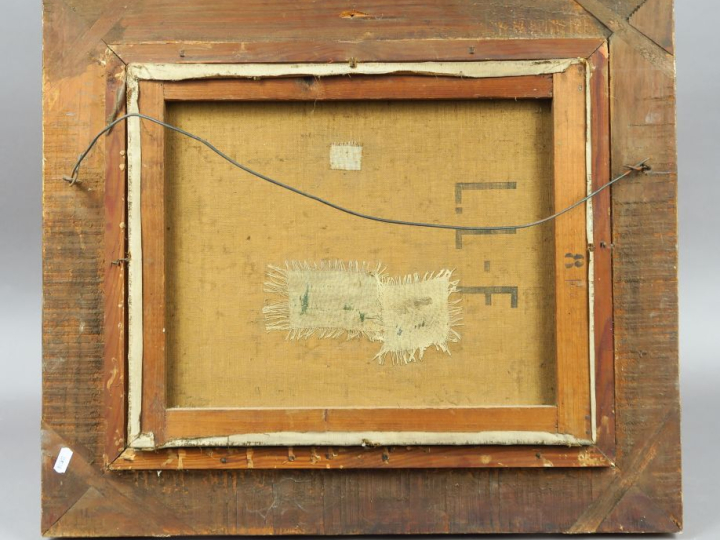 RICHARD. "Vue de parc".     Huile sur toile, signée en bas à droite. D