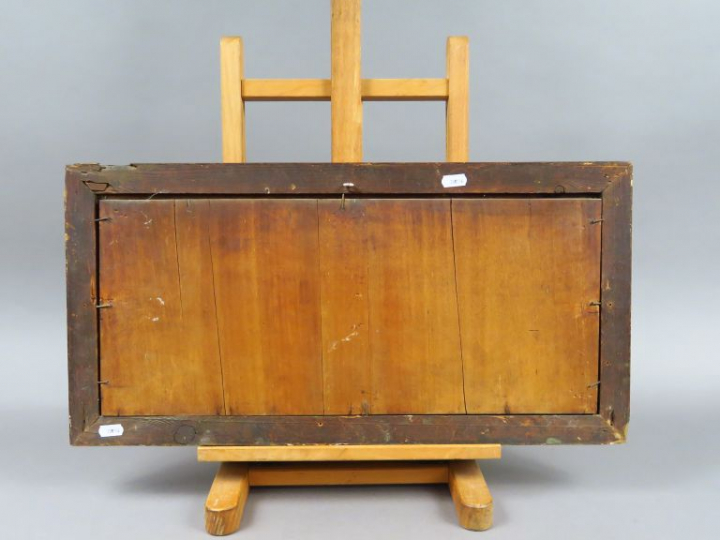 RICHARD. "Troupeau de Brebis".  Huile sur panneau, signée en bas à gau