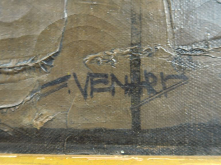 C. VENARD. "Nature morte".  Huile sur toile, signée en bas à droite. D