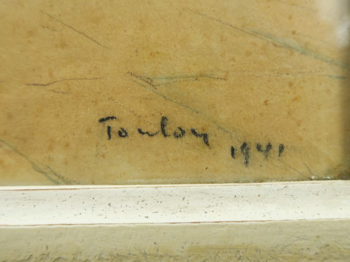 Ecole française XXe. "Le port de Toulon".  Aquarelle, signée en bas à 