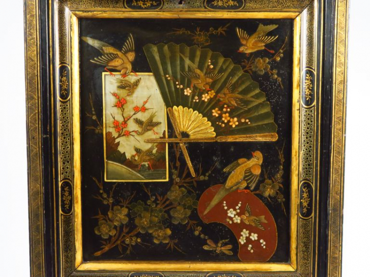 Billet doux Napoléon III de style Extrême Orient en bois noirci et laq