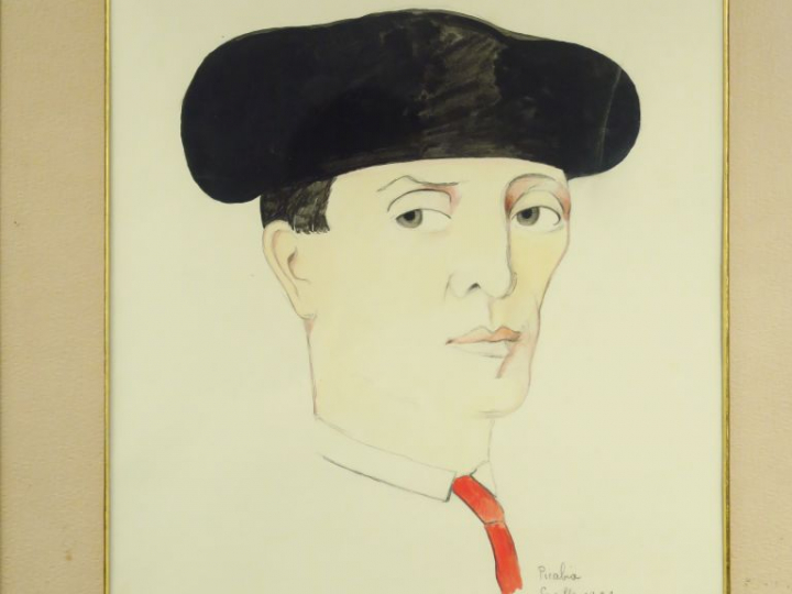 F. PICABIA. "Toréador". Aquarelle, encre et crayon sur papier, signée 
