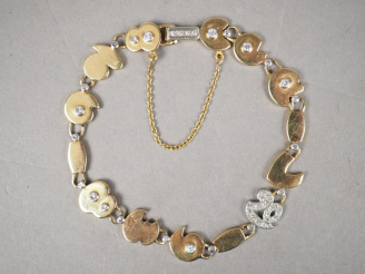 Vente aux enchères VERDURA.  Bracelet en or jaune 14k et diamants. Signé.   Poids tel. 26