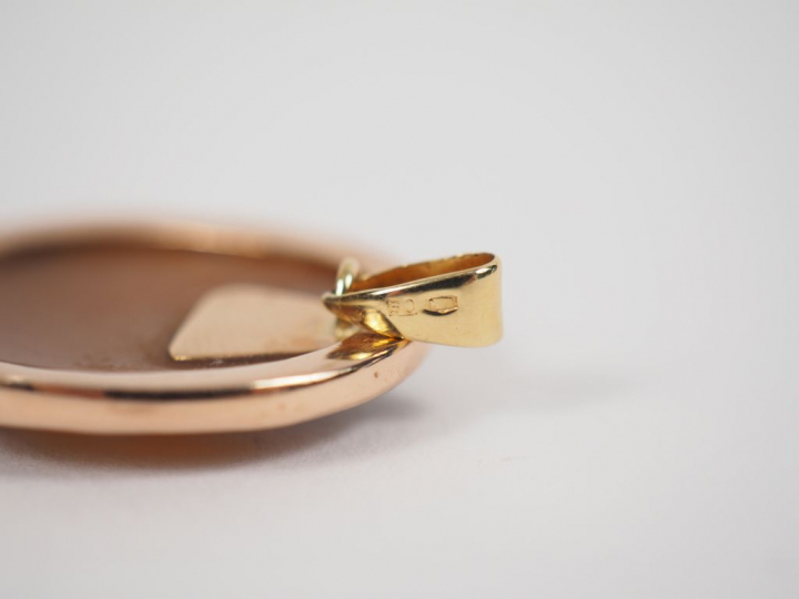 Deux différentes broches et un pendentif orné d'un caméen monture en m