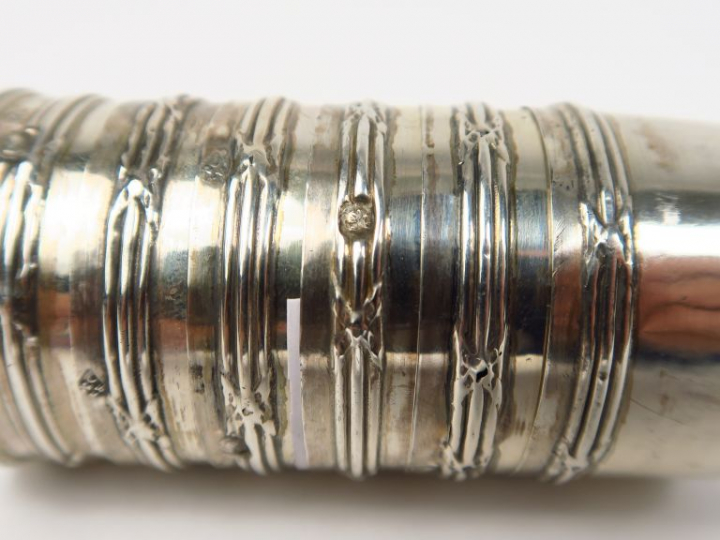 Suite de sept montures de verres à liqueur en argent, poinçon Minerve,