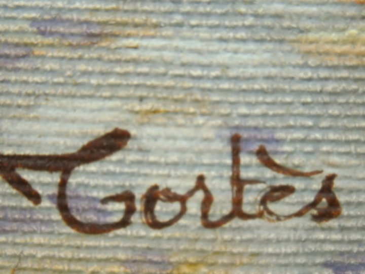 CORTES. "Boulevard animé à Paris". Huile sur toile, signée en bas à dr