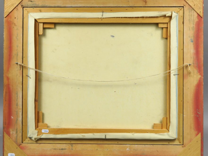 CORTES. "Place animée à Paris". Huile sur toile, signée en bas à gauch