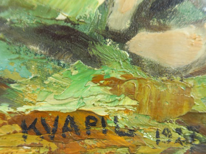 KUAPIL. "Baigneuses". Huile sur panneau, signée en bas à droite et dat