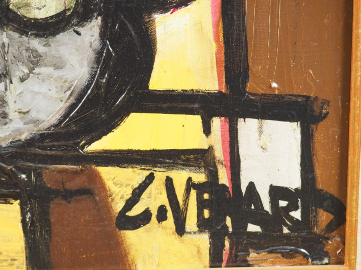 C. VENARD. "Nature morte". Huile sur toile, signée en bas à droite. Di