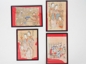 Vente aux enchères Dix encres et couleurs sur papier représentant des scènes de personnag