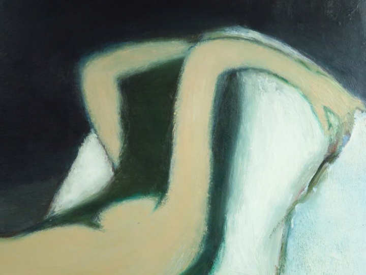 THAI TUAN  "Jeune femme nue allongée" Huile sur toile.  Signée en haut