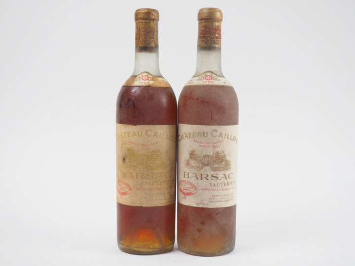 2 BOUTEILLES CHÂTEAU CAILLOU SAUTERNES - 1962 - 1 LB/1 HEP/EF