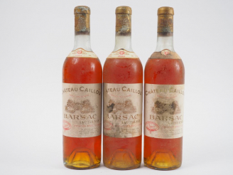 Vente aux enchères 3 BOUTEILLES CHÂTEAU CAILLOU SAUTERNES - 1962 - HEP/ET